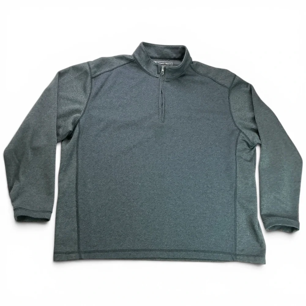 Pebble Beach Gray Quarter Zip Pullover Mens XL Performance Heathered Golf Top